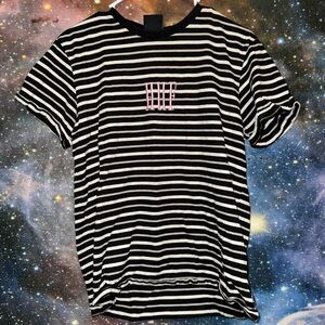 HUF Black and White Striped Short Sleeve Tee